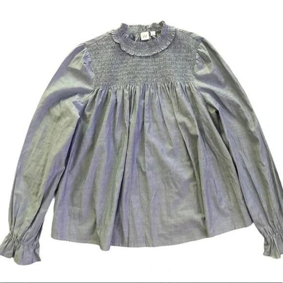 Gap Longsleeve high ruffle neck  top blouse M - Picture 10 of 10
